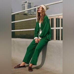 Free People Green Cardigan Sweater set